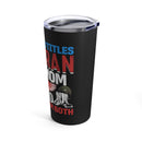 Dual-Titled Powerhouse - 20oz Military Design Tumbler: 'Veteran and Mom, Rocking Both' - Black Background