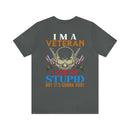 Veteran Themed T-Shirt with 'I Can Fix Stupid' Humorous Military Design