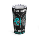 20oz Tumbler: Black Butterfly of Faith, Hope, & Love - Green PTSD Awareness Design