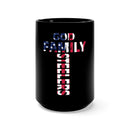 God, Family, Steelers 15oz Military Design Black Mug - Embrace Your Triple Pride!