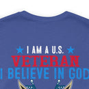 Patriotic Allegiance: Military Design T-Shirt - 'I Am a U.S. Veteran - Believer in God, Family, and Country - Proudly Saluting My Flag'