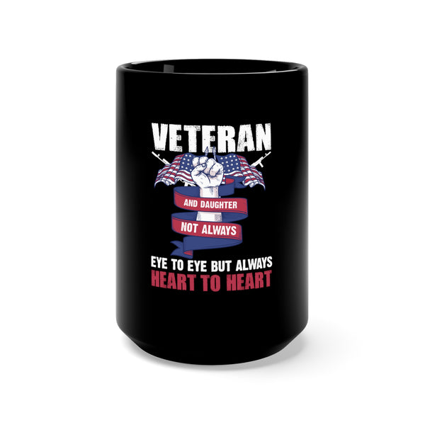 Heartfelt Bond: 15oz Military Design Black Mug for Veteran-Daughter Duos