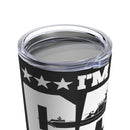 Dad, Grandpa, Navy Veteran: Fearless and Unshaken 20oz Military Design Tumbler - Black Background