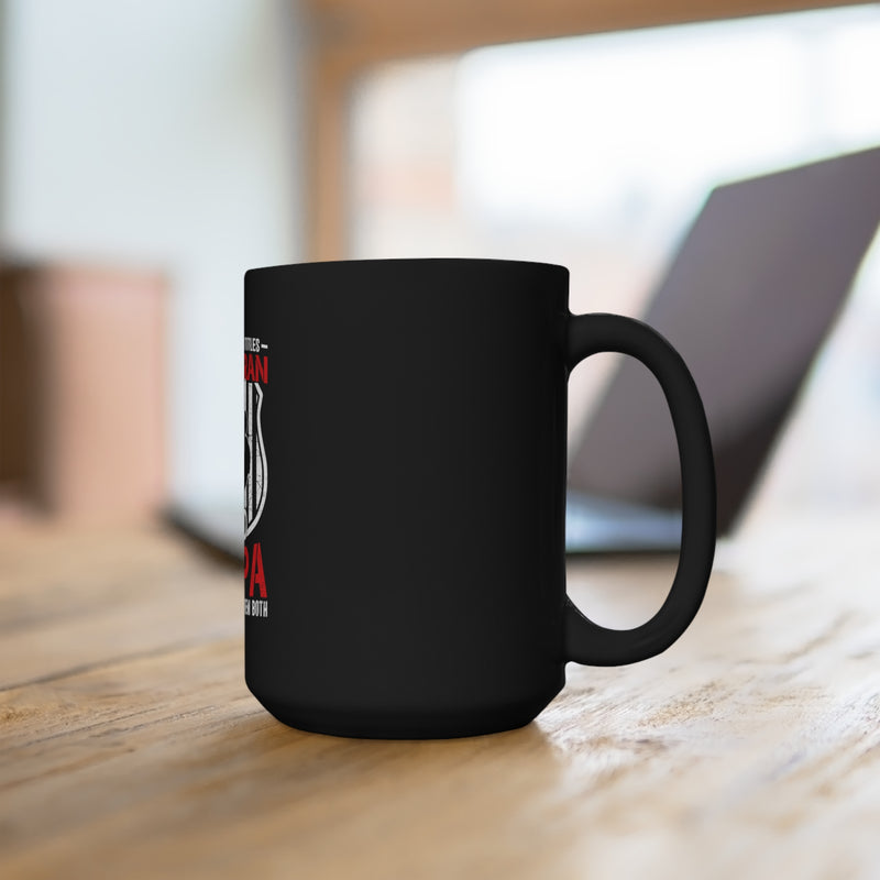 Embrace Your Dual Roles with the 15oz Military Design Black Mug - 'I Have Two Titles: Veteran And Papa' Edition