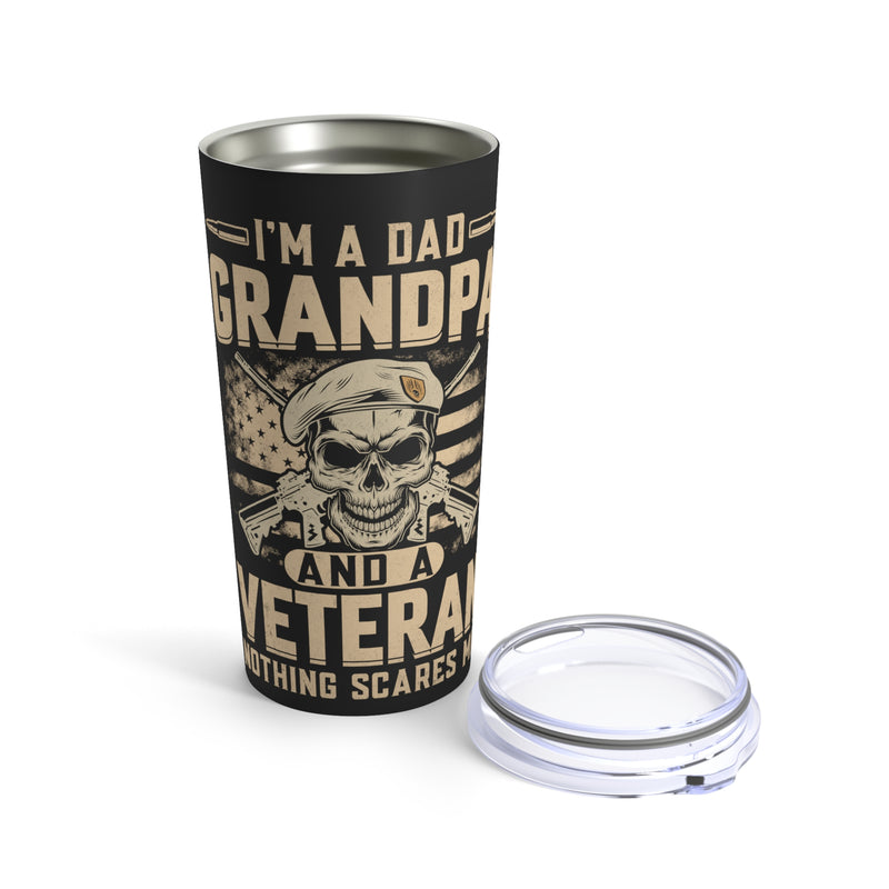 Fearless Father, Grandpa, and Veteran: Military Design Tumbler - 20oz