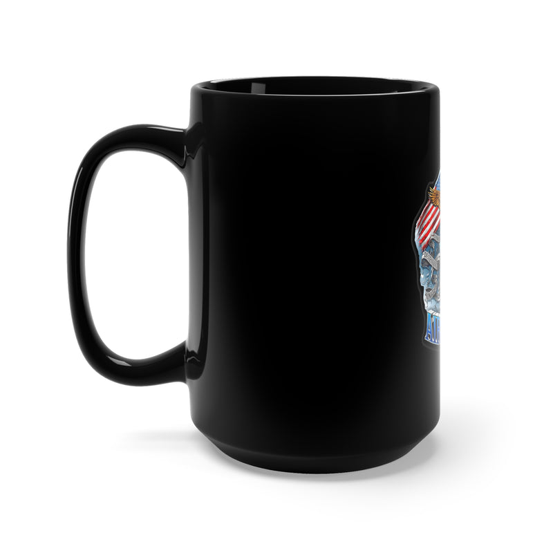 Taking Flight with Pride: 15oz Black Mug with Military Design - 'Double Flag Eagle U.S. AIRFORCE