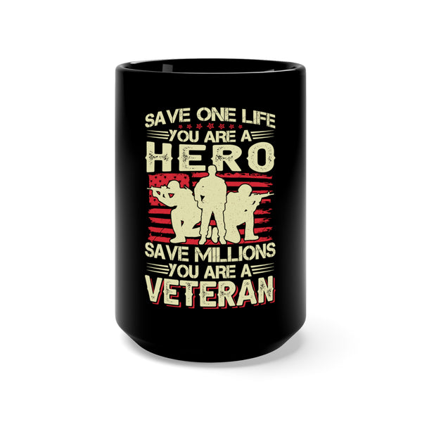 Hero to Millions: 15oz Military Design Black Mug - Embracing the Veteran's Impact