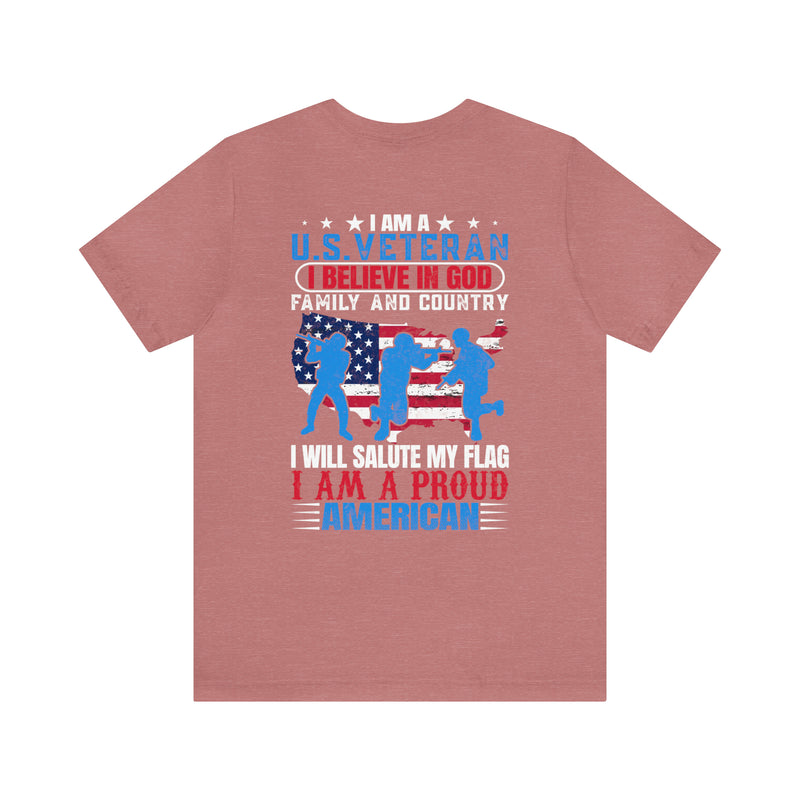 U.S. Veteran Pride T-Shirt: 'God, Family, Country' Military Design