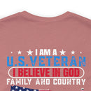 U.S. Veteran Pride T-Shirt: 'God, Family, Country' Military Design