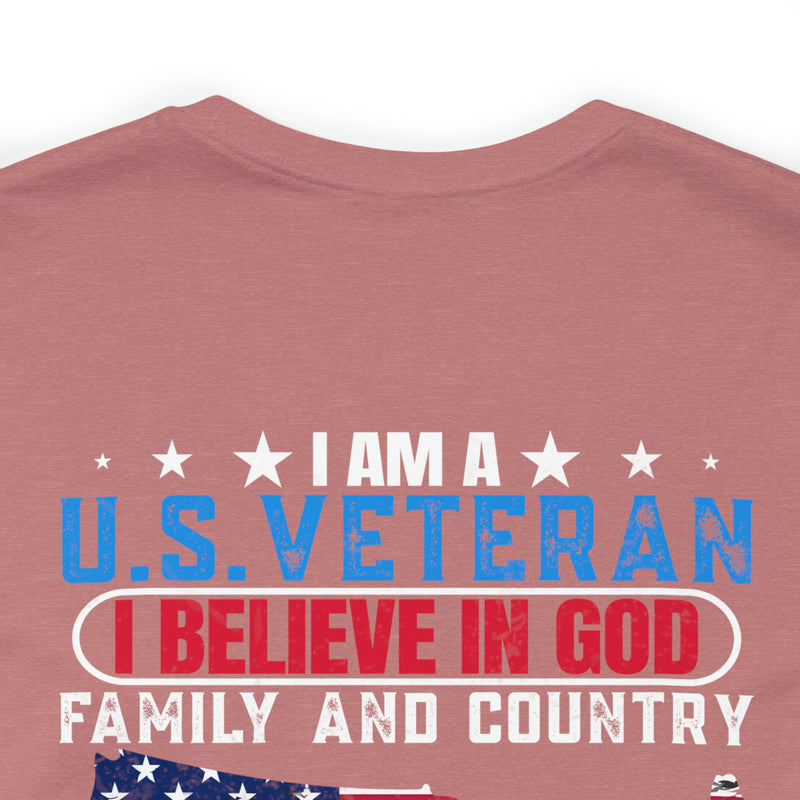 U.S. Veteran Pride T-Shirt: 'God, Family, Country' Military Design