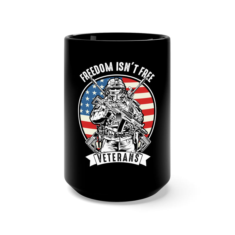 Veterans' Tribute: 15oz Military Design Black Mug - Embracing the Priceless Value of Freedom