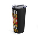Saluting My Veteran Grandpa - 20oz Military Design Tumbler: 'Proud and Grateful' - Black Background
