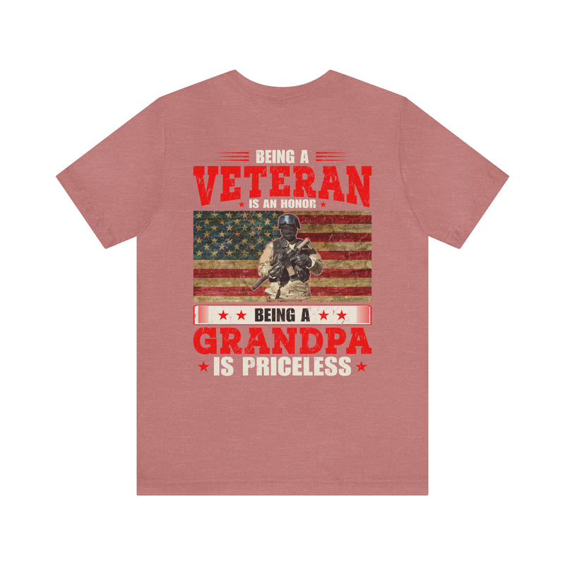 Proud Veteran, Priceless Grandpa: Military Design T-Shirt Celebrating Family and Service