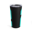 20oz Tumbler - '22 Too Many' PTSD Awareness: Striking Green Design on Black Background
