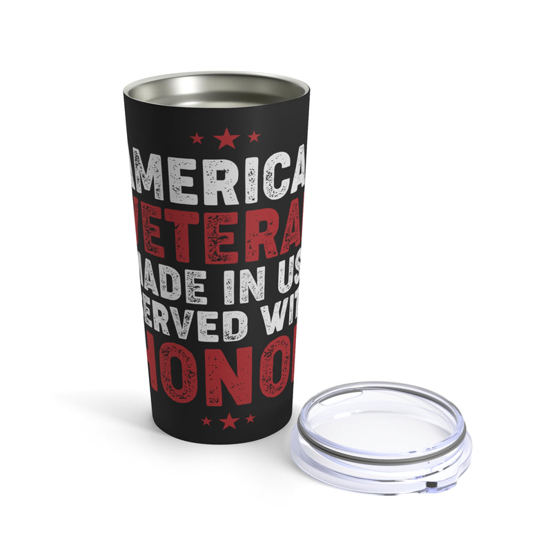American Veteran: Made in USA, Served with Honor - 20oz Military Design Tumbler for True Patriots!