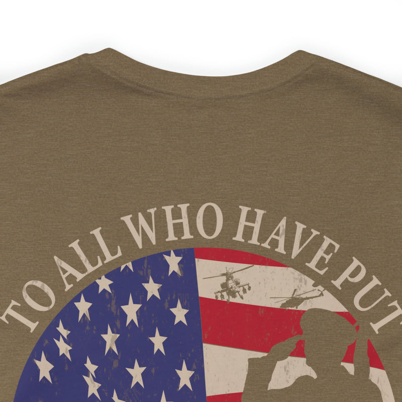 Saluting Sacrifice: Thank You to All Who Defend the Flag Military T-Shirt