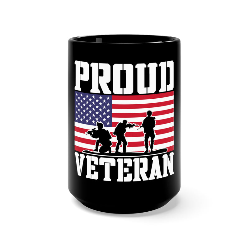 Proud Veteran Tribute: 15oz Military Design Black Mug for Heroes