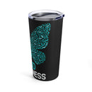 20oz Tumbler: Black Butterfly Design with Teal Ribbon - PTSD Awareness