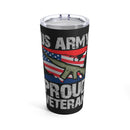 Proud Veteran: 20oz Military Design Tumbler - US Army Emblem with 'Proud Veteran' on Black Background
