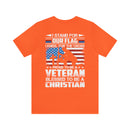 Patriotic Faith: Military Design T-Shirt - 'I Stand for Our Flag, I Kneel for the Cross - Proud Veteran, Blessed Christian'