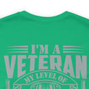 Sarcastic Veteran: Military Design T-Shirt - Sarcasm Level Adjusted to Your Stupidity