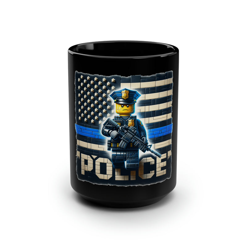 Police Officer Thin Blue Line Block Flag Mug