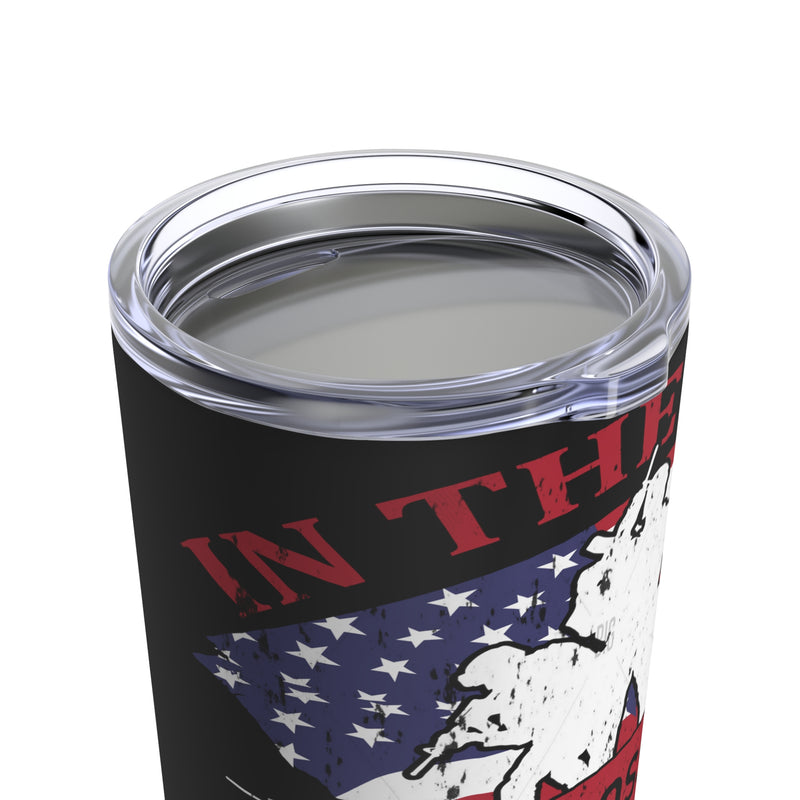 Patriotic Resilience: 20oz Black Military Design Tumbler - Changing Our Country with Love