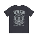 Sarcastic Veteran: Military Design T-Shirt - Sarcasm Level Adjusted to Your Stupidity