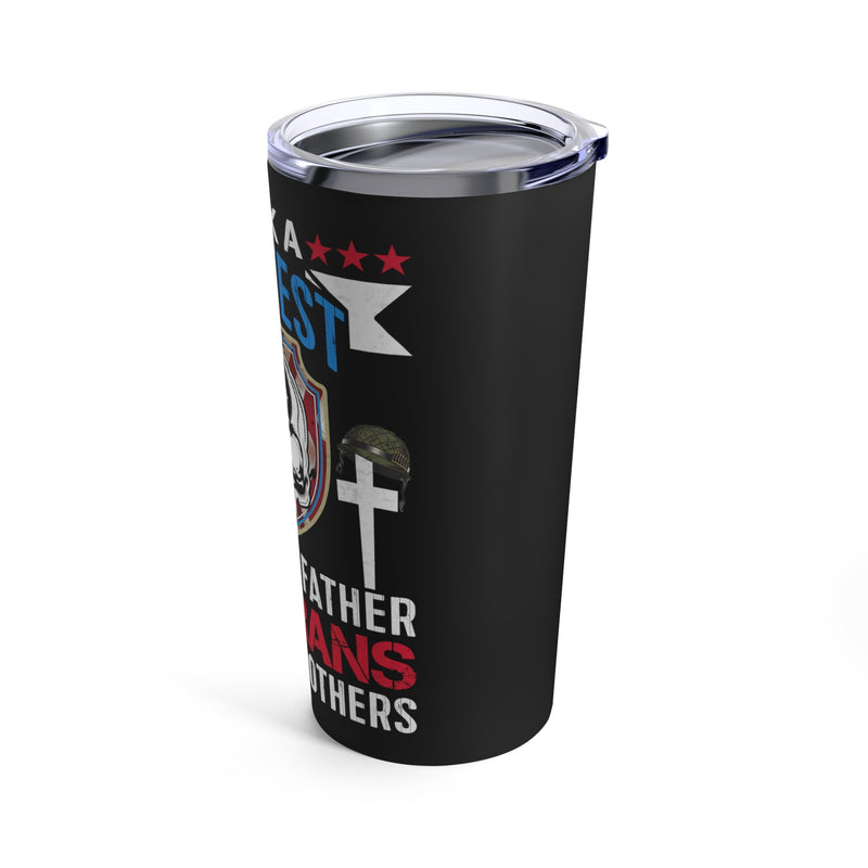 Sacred Bonds - 20oz Military Design Tumbler: 'God as My Father, Veterans as My Brothers' - Black Background