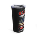 Timeless Skills, Enduring Patriotism: 20oz Black Military Design Tumbler - 'I Am a U.S. Veteran, My Skills Remain'