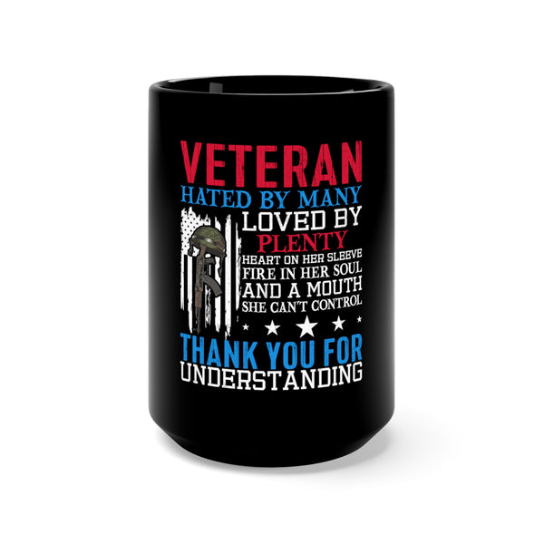 Unapologetic Veteran: 15oz Military Design Black Mug - Heart, Soul, and Gratitude