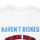 Bold Military Design T-Shirt: Show Respect for the Flag with 'If You Haven't Risked Coming Home Under a Flag, Don't You Dare Disrespect It