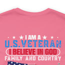 U.S. Veteran Pride T-Shirt: 'God, Family, Country' Military Design