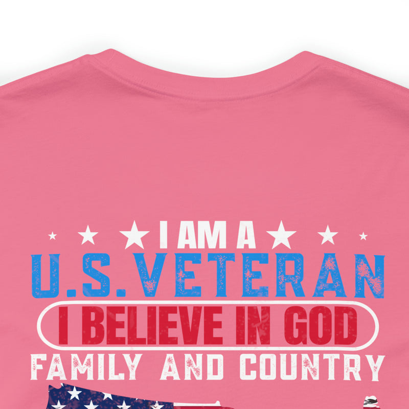 U.S. Veteran Pride T-Shirt: 'God, Family, Country' Military Design