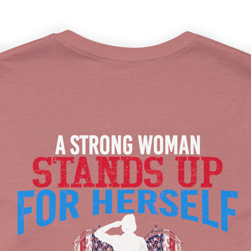 Empowered Service: Military Design T-Shirt - 'A Female Veteran Stands Up for Her Country