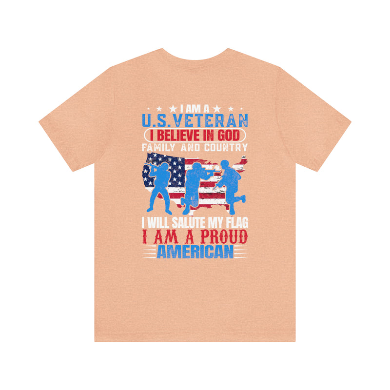 U.S. Veteran Pride T-Shirt: 'God, Family, Country' Military Design