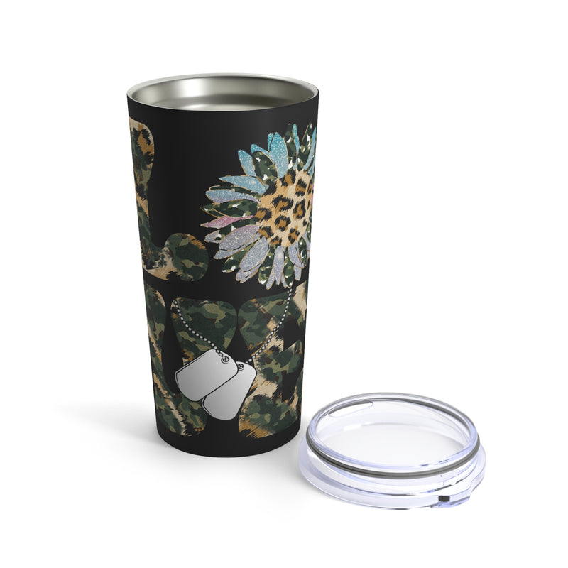 Eternal Love: 20oz Military Design Tumbler - Black Background with Heartfelt 'Love