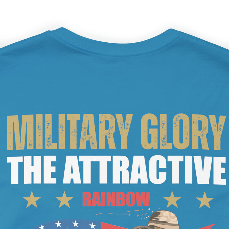 Bold and Patriotic: Military Glory T-Shirt with Striking Rainbow Design