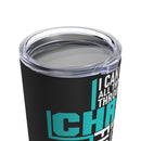 Finding Strength in Faith: 20oz Tumbler with Black Background and 'With Christ Fighting PTSD Awareness' Design