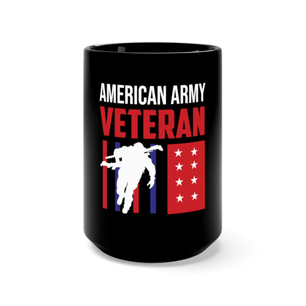 American Army Veteran 15oz Military Design Black Mug - Honoring Bravery and Service!