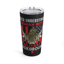 Empowered and Unstoppable: 20oz Black Military Design Tumbler - Woman with a Military Background