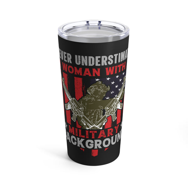 Empowered and Unstoppable: 20oz Black Military Design Tumbler - Woman with a Military Background