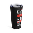 Resolute Hero: 20oz Military Design Tumbler - Veteran's Motto 'I Did While Others Didn't' on Black Background