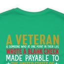 Sacrifice for Our Nation: Military Design T-Shirt - The Veteran's Blank Check to America