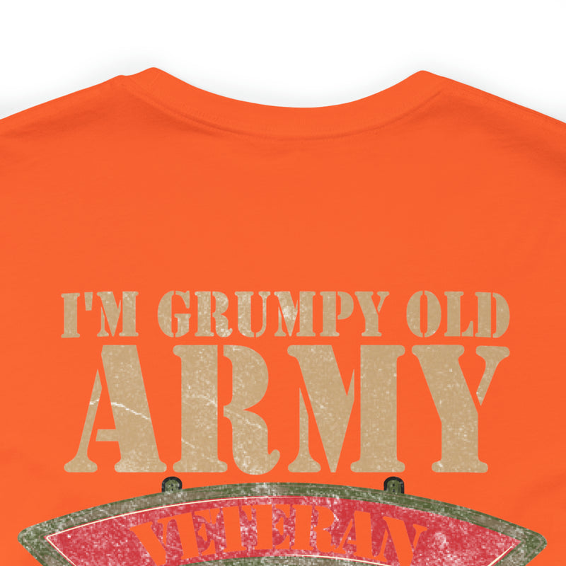 Sarcastic Army Veteran: Military Design T-Shirt - 'I'm a Grumpy Old Army Veteran, My Level of Sarcasm Depends on Your Level of Stupidity