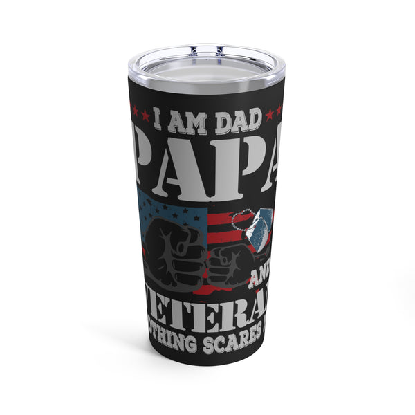 Fearless Patriarch: 20oz Military Design Tumbler for Fearless Veteran Dads and Papas
