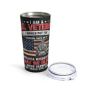 Timeless Skills, Enduring Patriotism: 20oz Black Military Design Tumbler - 'I Am a U.S. Veteran, My Skills Remain'
