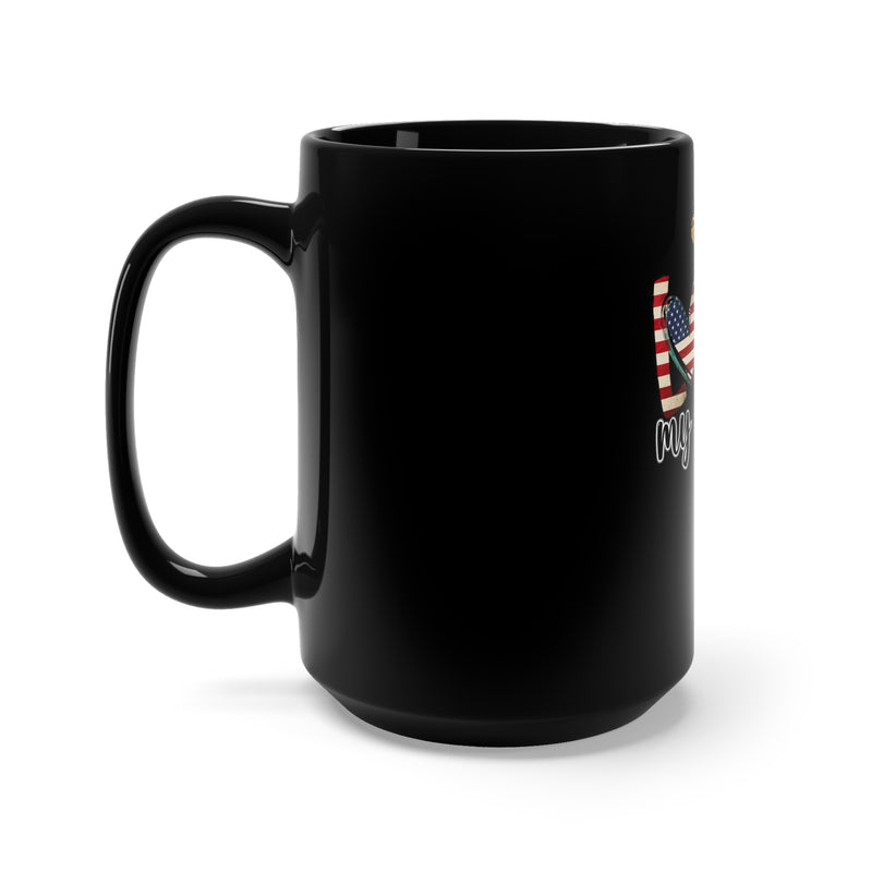 Share Your Love for Our Soldiers with the 15oz Military Design Black Mug: Support Our Troops Edition