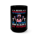 Unleashing Valor: 15oz Black Military Design Mug - Nurse and Veteran Power