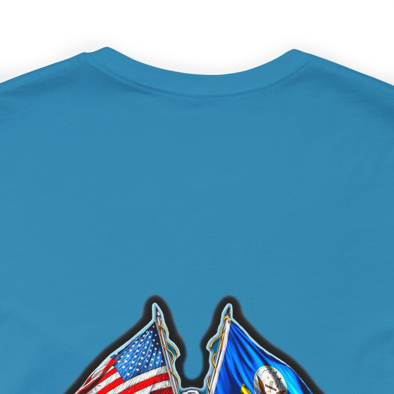 Navigating Strength and Courage: Military T-Shirt with 'New Double Flag Eagle U.S. NAVY' Design